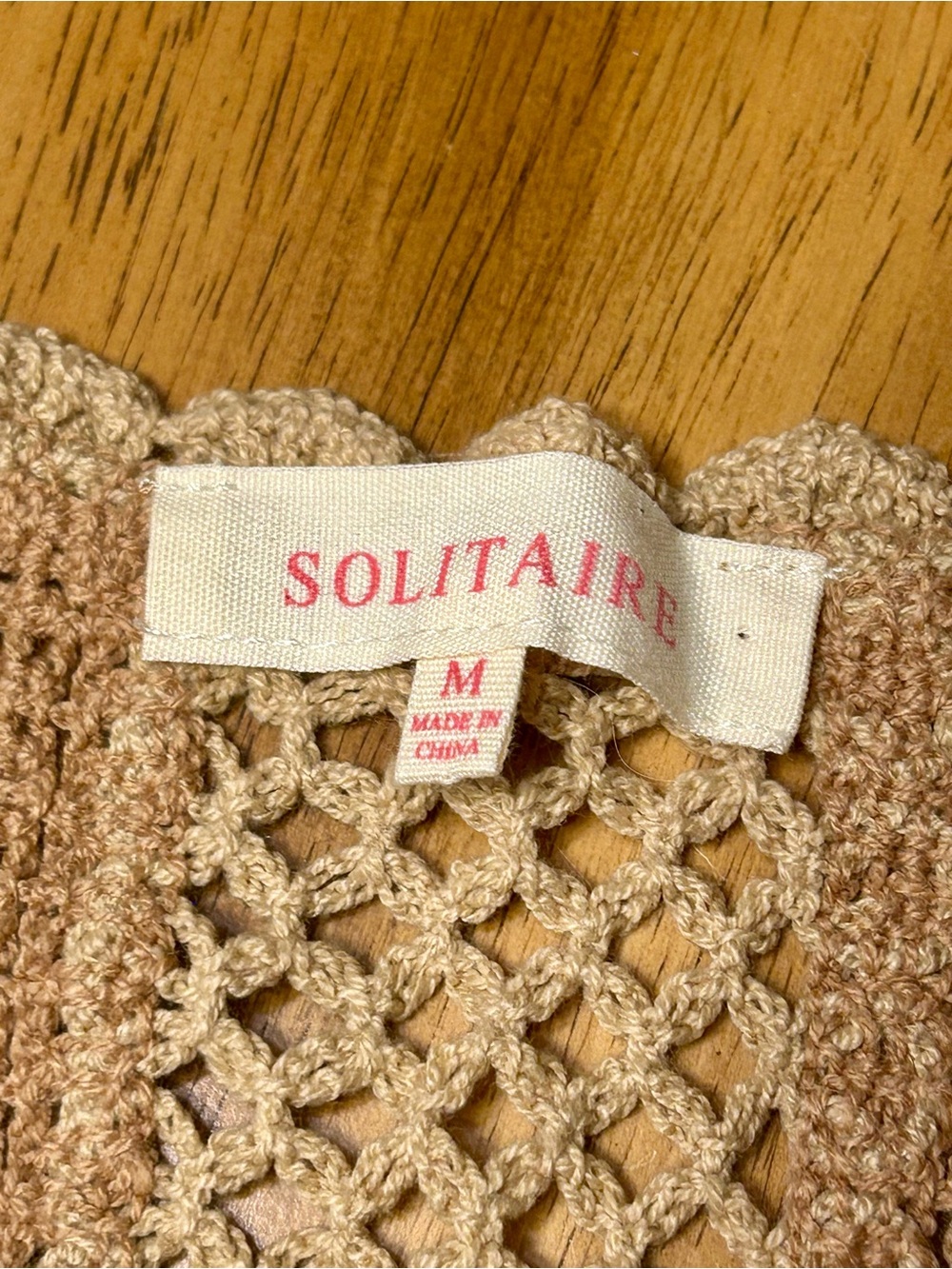 Solitaire Crochet Flower Hem Top - Tan & Cream Medium - Picture 3 of 7